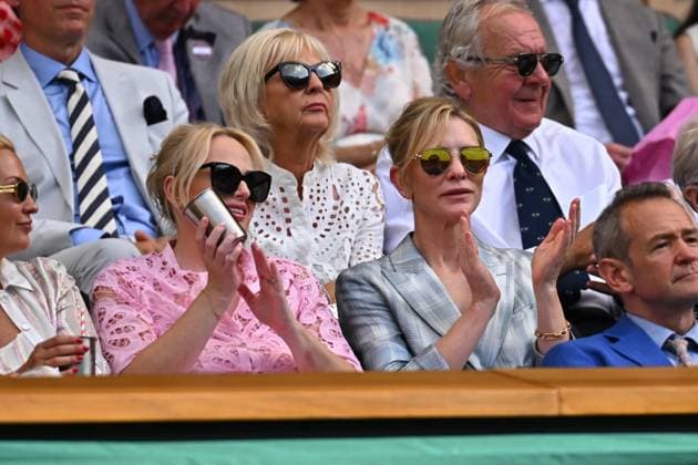 Wimbledon - Rebel Wilson And Cate Blanchett In The Stands Rebel Wilson and Cate Blanchett during a match at the 2025 Wimbledon Championships at the AELTC in London, GREAT BRITAIN, on July 1, 2025. Photo by Corinne Dubreuil ABACAPRESS.COM London United Kingdom  Copyright: xDubreuilxCorinne ABACAx