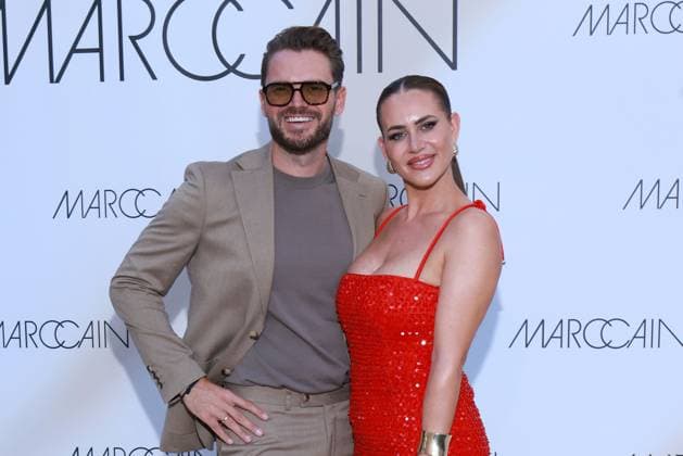 Johannes Haller and Jessica Haller at the Marc Cain A Quiat Rebellion fashion show on 1 07 2025 at the Pei Bau in Berlin Marc Cain Fashion Show in Berlin