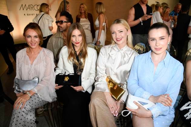 Monika Sozanska, Katarzyna Zawadzka, Barbara Kurdej Szatan and Anna Maria Sieklucka at the Marc Cain Fashion Show A Quiet Rebellion at Berlin Fashion Week S S 2026 in the Pei Bau Deutsches Historisches Museum Berlin, 01 07 2025 Foto:xF.xKernx xFuturexImagex cain_5881