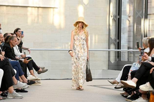 Model at the Marc Cain Fashion Show A Quiet Rebellion at the Berlin Fashion Week S S 2026 in the Pei Bau Deutsches Historisches Museum Berlin, 01 07 2025 Foto:xF.xKernx xFuturexImagex cain_5913