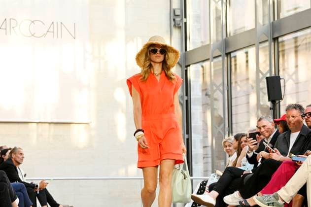 Model at the Marc Cain Fashion Show A Quiet Rebellion at the Berlin Fashion Week S S 2026 in the Pei Bau Deutsches Historisches Museum Berlin, 01 07 2025 Foto:xF.xKernx xFuturexImagex cain_5918