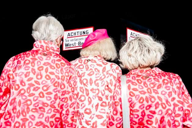Kilian Kerner Kinder der DDR guests of the Fashion Week Berlin show Kinder der DDR in the Über Arena by Kilian Kerner wear DDR inspired clothes with kiss print Copyright: xEVENTPRESSxJeremyxKnowlesx