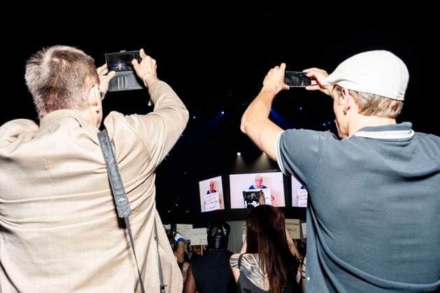 Kilian Kerner Children of the GDR Photographers take photos with their cell phones during the Fashion Week Berlin show Children of the GDR in the Über Arena by Kilian Kerner Copyright: xEVENTPRESSxJeremyxKnowlesx