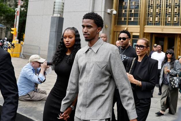 Christian King Combs (C) son of Sean Diddy Combs gives a thumbs up as she exits Federal Court during the Sean Diddy Combs sex trafficking trial in New York City on Wednesday, July 2, 2025. The jury in Sean Diddy Combs sex trafficking and racketeering trial reached a guilty verdict on two of the five counts against Combs. The Judge is considering releasing Combs later on today.  NYP20250702204 PETERxFOLEY