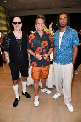 Mateo Jasik, Matthias Hafemann and John Magiriba Lwanga from Culcha Candela at the Thomas Sabo Elyndra collection presentation at Berlin Fashion Week S S 2026 at the Hotel de Rome Berlin, 02 07 2025 Foto:xF.xKernx xFuturexImagex sabo_5721