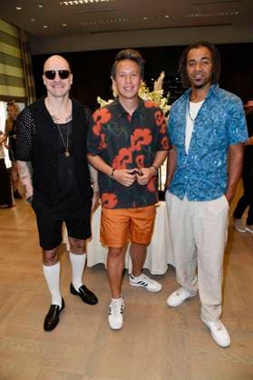 Mateo Jasik, Matthias Hafemann and John Magiriba Lwanga from Culcha Candela at the Thomas Sabo Elyndra collection presentation at Berlin Fashion Week S S 2026 at the Hotel de Rome Berlin, 02 07 2025 Foto:xF.xKernx xFuturexImagex sabo_5722