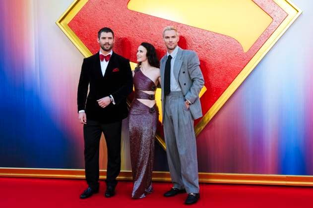 David Corenswet , Rachel Brosnahan and Nicholas Hoult at the fan event for the movie Superman at Cineworld Leicester Square London, 02 07 2025 Foto:xJ.xEdwardsx xFuturexImagex superman_5738