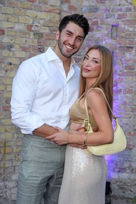 Dennis Gries with girlfriend Katharina Katja Geretschuchin at the LASCANA SUMMER CLUB as part of the Berlin Fashion Week Spring Summer 2026 at Maaya Berlin on 02 07 2025