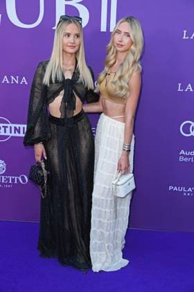 Davina Geiss with sister Shania Geiss at the LASCANA SUMMER CLUB as part of Berlin Fashion Week Spring Summer 2026 at Maaya Berlin on 02 07 2025