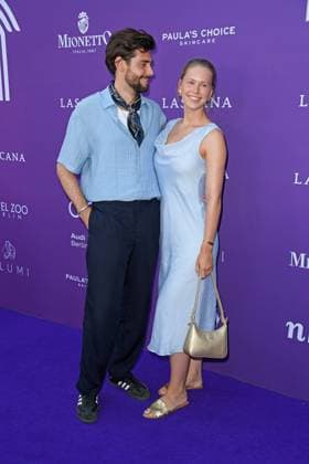 Alvaro Soler with wife Melanie Kroll at the LASCANA SUMMER CLUB as part of the Berlin Fashion Week Spring Summer 2026 at Maaya Berlin on 02 07 2025