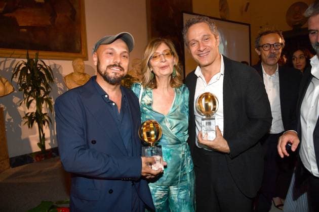 Rome, Italy: Rome, Sala Della Protomoteca in Campidoglio Golden Globe 2025 Awards, In the photo: Alessandro Tonda Rosa Calipari Claudio Santamaria Rome Italy  - ZUMAp169 20250702_zea_p169_553 Copyright: xVincenzoxLandix