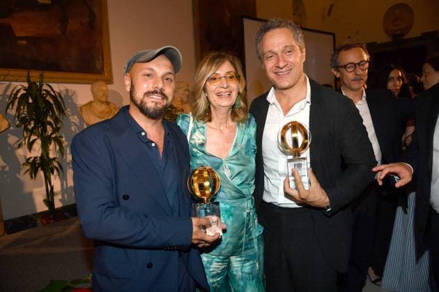 Rome, Italy: Rome, Sala Della Protomoteca in Campidoglio Golden Globe 2025 Awards, In the photo: Alessandro Tonda Rosa Calipari Claudio Santamaria Rome Italy  - ZUMAp169 20250702_zea_p169_588 Copyright: xVincenzoxLandix