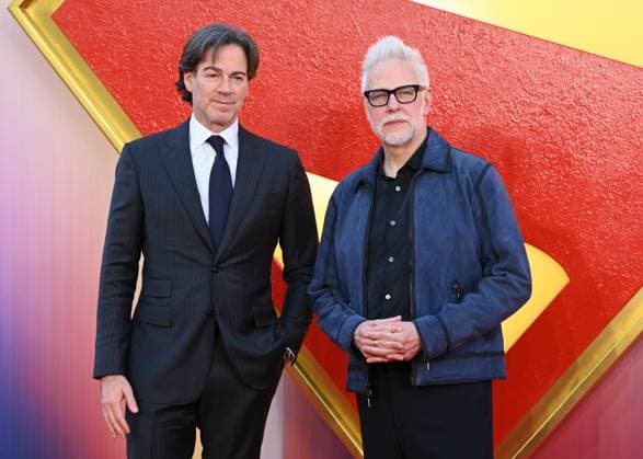 Peter Safran and James Gunn attends Superman Fan Event at Cineworld Leicester Square in London, England. UK. Wednesday 2nd July 2025. Copyright: xJamesxWarrenx S02W3M~0