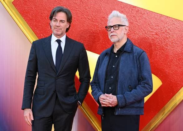 Peter Safran and James Gunn attends Superman Fan Event at Cineworld Leicester Square in London, England. UK. Wednesday 2nd July 2025. Copyright: xJamesxWarrenx S02W3M~1