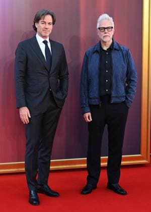 Peter Safran and James Gunn attends Superman Fan Event at Cineworld Leicester Square in London, England. UK. Wednesday 2nd July 2025. Copyright: xJamesxWarrenx S02W3M~2