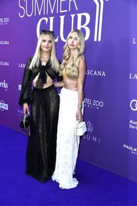Davina Geiss with sister Shania Geiss at the LASCANA SUMMER CLUB as part of Berlin Fashion Week at Maaya in Berlin on 02 07 2025