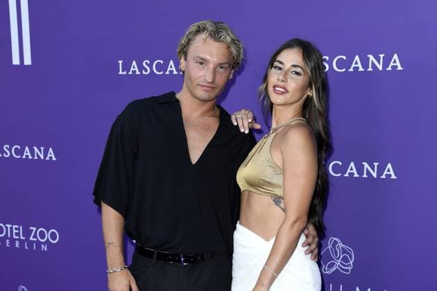 Sarah Engels and Joti Polizoakis at the LASCANA SUMMER CLUB as part of Berlin Fashion Week at Maaya in Berlin on 02 07 2025