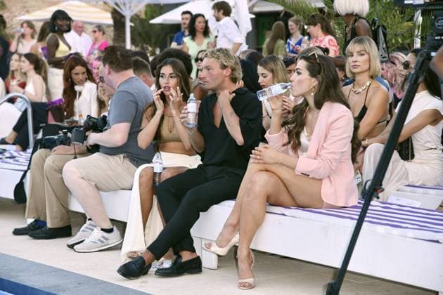 Sarah Engels and Joti Polizoakis at the LASCANA SUMMER CLUB as part of Berlin Fashion Week at Maaya in Berlin on 02 07 2025