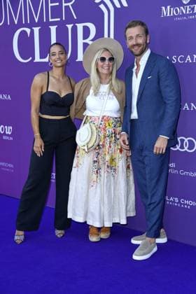 Amira Aly, Sarah Rissen Lascana Marketing Manager and Christian Düren at the LASCANA SUMMER CLUB as part of Berlin Fashion Week at Maaya in Berlin on 02 07 2025