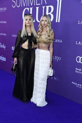 Davina Geiss with sister Shania Geiss at the LASCANA SUMMER CLUB as part of Berlin Fashion Week at Maaya in Berlin on 02 07 2025