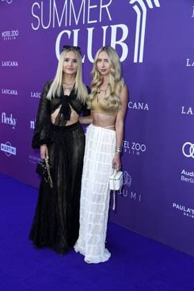 Davina Geiss with sister Shania Geiss at the LASCANA SUMMER CLUB as part of Berlin Fashion Week at Maaya in Berlin on 02 07 2025
