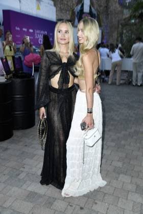 Davina Geiss with sister Shania Geiss at the LASCANA SUMMER CLUB as part of Berlin Fashion Week at Maaya in Berlin on 02 07 2025