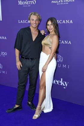 Sarah Engels and Joti Polizoakis at the LASCANA SUMMER CLUB as part of Berlin Fashion Week at Maaya in Berlin on 02 07 2025