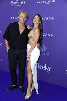 Sarah Engels and Joti Polizoakis at the LASCANA SUMMER CLUB as part of Berlin Fashion Week at Maaya in Berlin on 02 07 2025
