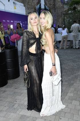 Davina Geiss with sister Shania Geiss at the LASCANA SUMMER CLUB as part of Berlin Fashion Week at Maaya in Berlin on 02 07 2025