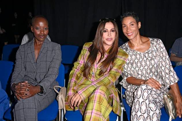 Florence Kasumba, Simone Thomalla and Annabelle Mandeng at the Kilian Kerner Fashion Show at Berlin Fashion Week S S 2026 in the Uber Eats Music Hall Berlin, 02 07 2025 Foto:xN.xKubelkax xFuturexImagex kerner_5702