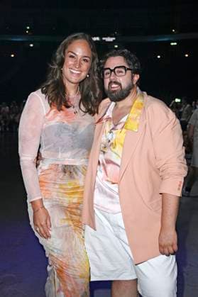 Saskia Grimm and Steven Preisner at the Kilian Kerner Fashion Show at Berlin Fashion Week S S 2026 in the Uber Eats Music Hall Berlin, 02 07 2025 Foto:xN.xKubelkax xFuturexImagex kerner_5707