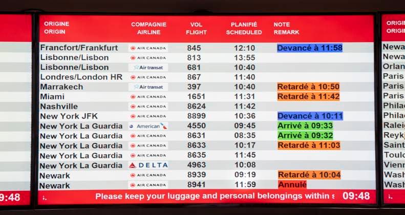 July 3, 2025, Dorval, Pq, CANADA: Nav Canada says early morning bomb threats affected airports in Ottawa, Montreal, Edmonton, Winnipeg, Calgary and Vancouver on Thursday. An arrival board is seen at Montreal-Trudeau International Airport in Dorval, Que., on Thursday, July 3, 2025. Dorval CANADA - ZUMAc35_ 20250703_zaf_c35_008 Copyright: xChristinnexMuschix
