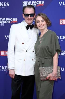Jan Henrik Scheper Stuke with companion at the presentation of the Bunte New Faces Awards Style 2025 at the Telegraphenamt Berlin, 03 07 2025 Foto:xN.xKubelkax xFuturexImagex faces_5863