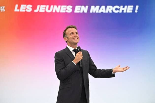 Bilder des Jahres 2025, News 07 Juli News Themen der Woche KW27 Emmanuel Macron At 10th Anniversary Of Jeunes Avec Macron - Paris French President, Emmanuel Macron attends the 10th anniversary of Jeunes avec Macron on July 5, 2025 in Paris, France. Les Jeunes avec Macron is the youth wing of Emmanuel Macron’s political party, founded in 2015. It promotes pro-European, centrist policies and civic engagement. In 2025, it was renamed Jeunes en marche to continue the Macronist movement. Photo by Eliot Blondet ABACAPRESS.COM Paris France  Copyright: xBlondetxEliot ABACAx