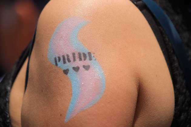 4th Annual Nezahualcoyotl Pride Parade 2025 The shoulder of a member of the LGBTTTIQ+ community paint whit the slogan ˜pride™ while she take part during the 4th Nezahualcoyotl pride parade as part of the world™s pride celebrations at coyote roundabout. on July 5, 2025 in Mexico City, Mexico. (Photo by Carlos Santiago Eyepix Group) Copyright: xCarlosxSantiago xEyepixxGroupx CS_05072025_161043