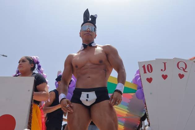4th Annual Nezahualcoyotl Pride Parade 2025 A Member of the LGBTTTIQ+ community take part during the 4th Nezahualcoyotl pride parade as part of the world™s pride celebrations at coyote roundabout. on July 5, 2025 in Mexico City, Mexico. (Photo by Carlos Santiago Eyepix Group) Copyright: xCarlosxSantiago xEyepixxGroupx CS_05072025_161059