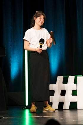 Jacqueline Jansen at the award ceremony at the 42 Filmfest München 2025 in the Amerikahaus Munich, 05 07 2025 Foto:xN.xKolinzx xFuturexImagex preisverleihung_5701