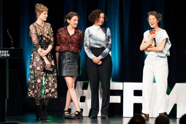 Emma Bading, Eva Trobisch, Maria Schrader and Alexe Poukine at the award ceremony at the 42 Filmfest München 2025 in the Amerikahaus Munich, 05 07 2025 Foto:xN.xKolinzx xFuturexImagex preisverleihung_5707