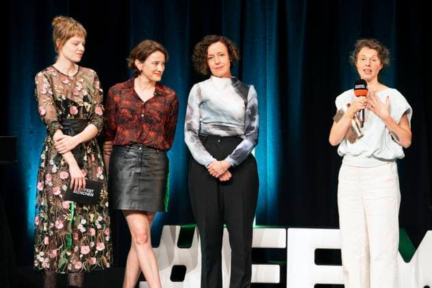 Emma Bading, Eva Trobisch, Maria Schrader and Alexe Poukine at the award ceremony at the 42 Filmfest München 2025 in the Amerikahaus Munich, 05 07 2025 Foto:xN.xKolinzx xFuturexImagex preisverleihung_5708
