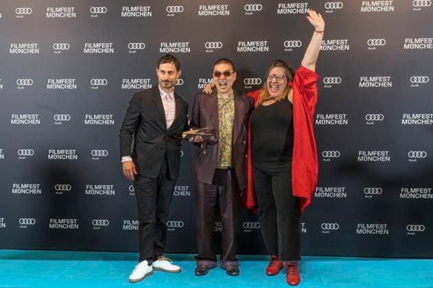 Clemens Schick , Soujiro Sanada and Anna Hints at the award ceremony at the 42 Filmfest München 2025 in the Amerikahaus Munich, 05 07 2025 Foto:xN.xKolinzx xFuturexImagex preisverleihung_5714