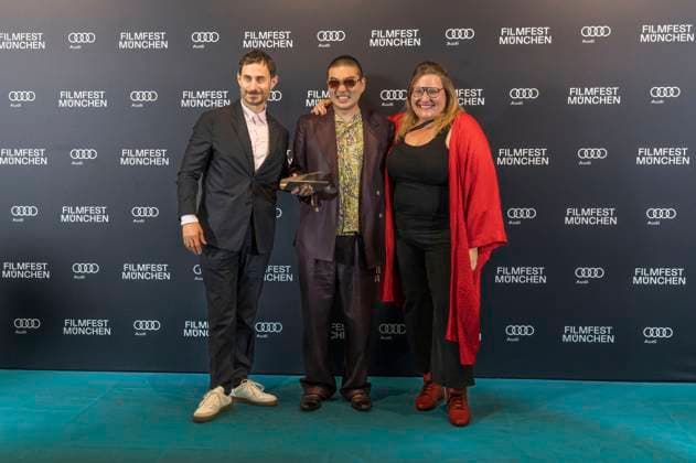 Clemens Schick , Soujiro Sanada and Anna Hints at the award ceremony at the 42 Filmfest München 2025 in the Amerikahaus Munich, 05 07 2025 Foto:xN.xKolinzx xFuturexImagex preisverleihung_5715