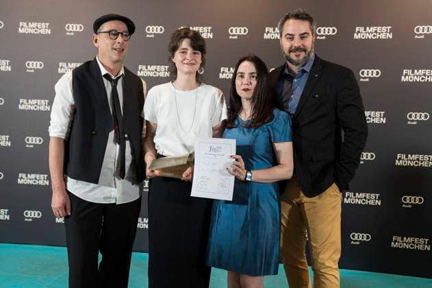 Joachim Kurz, Jacqueline Jansen, Rosana G Alonso and Giulio Zoppello at the award ceremony at the 42 Filmfest München 2025 in the Amerikahaus Munich, 05 07 2025 Foto:xN.xKolinzx xFuturexImagex preisverleihung_5723