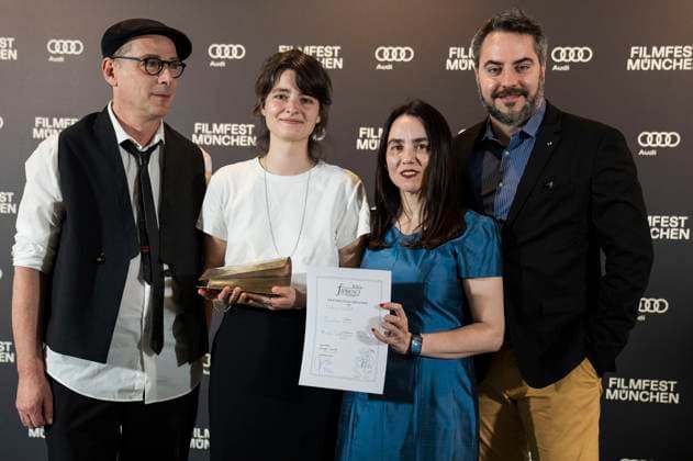 Joachim Kurz, Jacqueline Jansen, Rosana G Alonso and Giulio Zoppello at the award ceremony at the 42 Filmfest München 2025 in the Amerikahaus Munich, 05 07 2025 Foto:xN.xKolinzx xFuturexImagex preisverleihung_5725