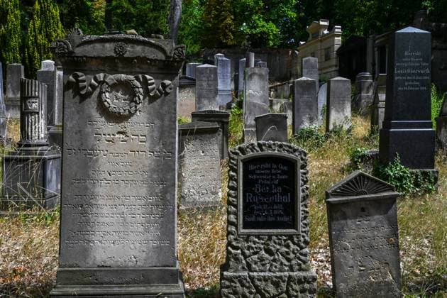 Kunst Kultur Religion 06.07.2025 Potsdam Landeshauptstadt Brandenburg Jüdischer Friedhof Ältester und flächengrößer seiner Art in Brandenburg 532 historische Grabanlagen mit Trauerhalle und Gärtnerhäuschen seit 1999 als UNESCO Weltkulturerbe anerkannt Potsdam GER *** Art Culture Religion 06 07 2025 Potsdam City of Brandenburg Jewish cemetery Oldest and largest of its kind in Brandenburg 532 historic graves with mourning hall and gardeners cottage Recognized as a UNESCO World Heritage Site since 1999 Potsdam GER