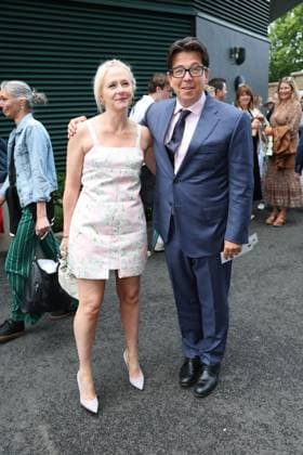 . 07 07 2025. London, United Kingdom. Michael McIntyre and wife Kitty arriving on day eight of the Wimbledon Tennis Championships in London.  xStephenxLockx xi-Imagesx IIM-26082-0007