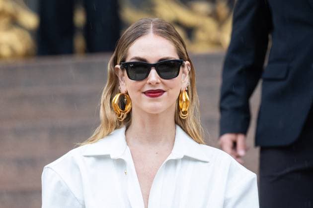 PFW Chiara Ferragni Ray Ban Meta NB Chiara Ferragni with Ray Ban Meta arriving at the Schiaparelli show as part of Haute Couture Fashion Week on July 07, 2025 in Paris, France. Photo by Nasser Berzane ABACAPRESS.COM Paris France  Copyright: xBerzanexNasser ABACAx