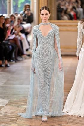 PFW Tony Ward Runway A model walks the runway at the Tony Ward show as part of Haute Couture Fashion Week in Paris, France on July, 7, 2025. Photo by Julien Reynaud APS-Medias ABACAPRESS.COM Paris France  Copyright: xReynaudxJulien APS-Medias ABACAx