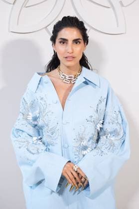 PFW Georges Hobeika Front Row AM Farnoush Hamidian attending the Georges Hobeika Haute Couture Fall Winter 2025 2026 show as part of Paris Fashion Week in Paris, France on July 07, 2025. Photo by Aurore Marechal ABACAPRESS.COM Paris France  Copyright: xMarechalxAurore ABACAx
