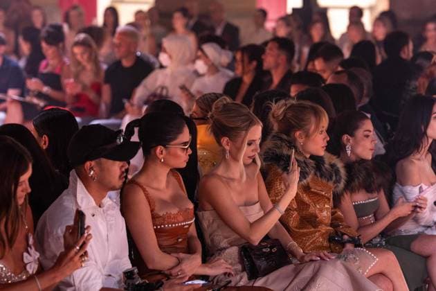 PFW - Georges Hobeika Front Row Leonie Hanne (center) attends the Georges Hobeika Haute Couture Fall Winter 2025-2026 show, as part of Paris Fashion Week in Paris, France on July 7, 2025. Photo by Ammar Abd Rabbo ABACAPRESS.COM Paris France  Copyright: xAbdxRabboxAmmar ABACAx