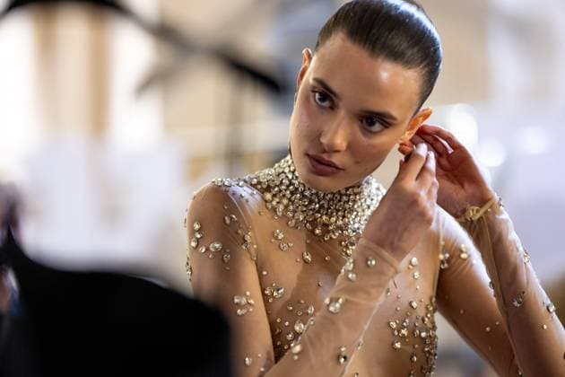 PFW - Georges Hobeika Backstage Models seen backstage prior to the Georges Hobeika Haute Couture Autumn Winter 2025-2026 show, as part of Paris Fashion Week in Paris, France on July 7, 2025. Photo by Ammar Abd Rabbo ABACAPRESS.COM Paris France  Copyright: xAbdxRabboxAmmar ABACAx